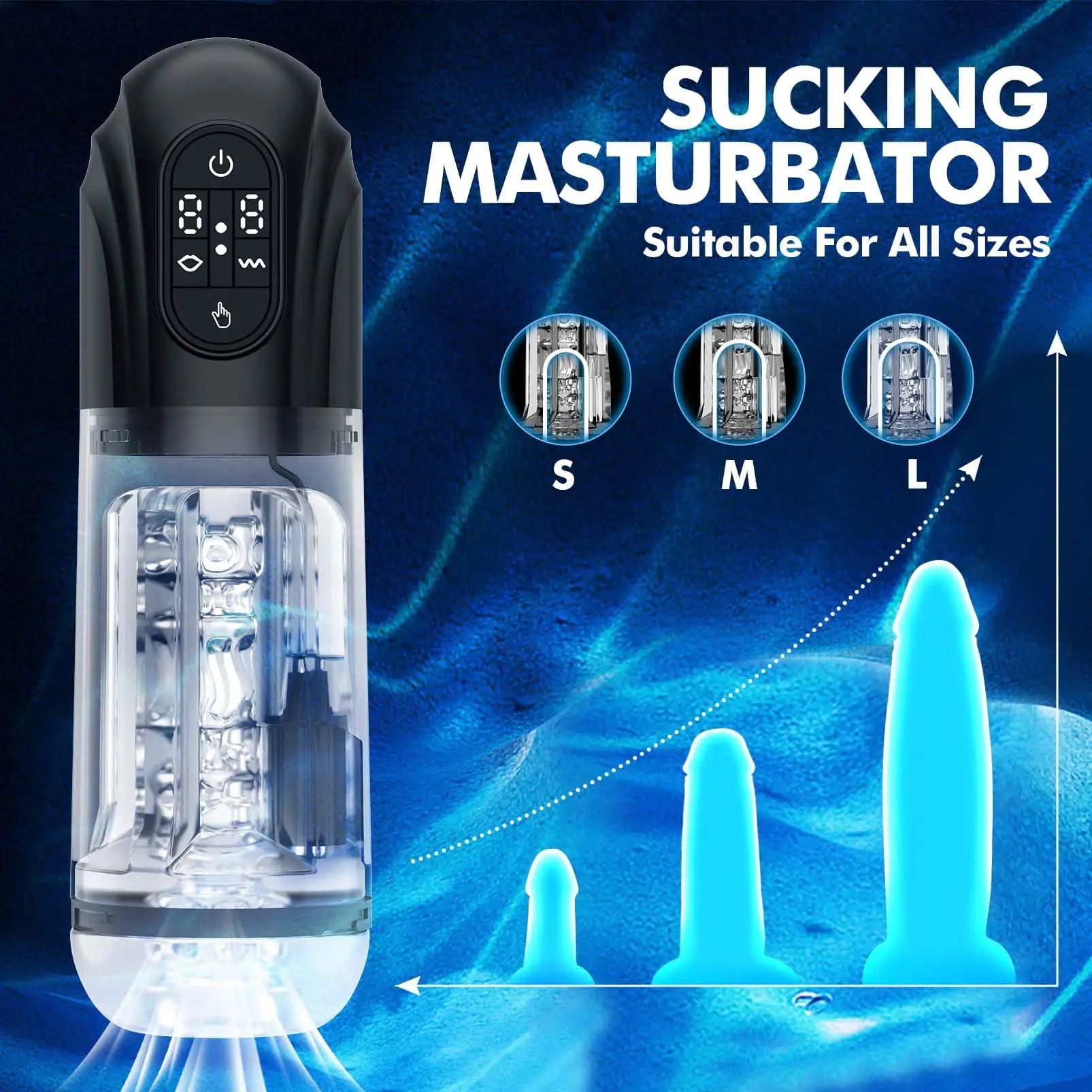 Automatic Suck Male Masturbator with 3D Textured Rubber Vagina for Men Penis Pumps Cup Hands Free Blowjob Stroker Pocket Pussy