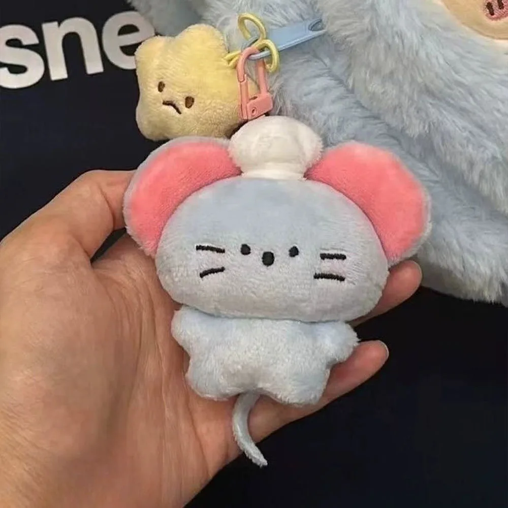 Cute Gluttony Mouse Plush Pendant Keychain Soft PP Cotton Bag Charm Birthday Gift for Students Boys Girls