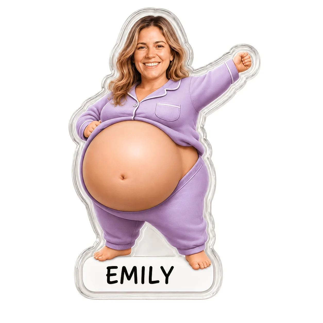 Customized photo avatar Soft belly refrigerator magnet, women personalized customized name text can squeeze belly Acrylic refrig