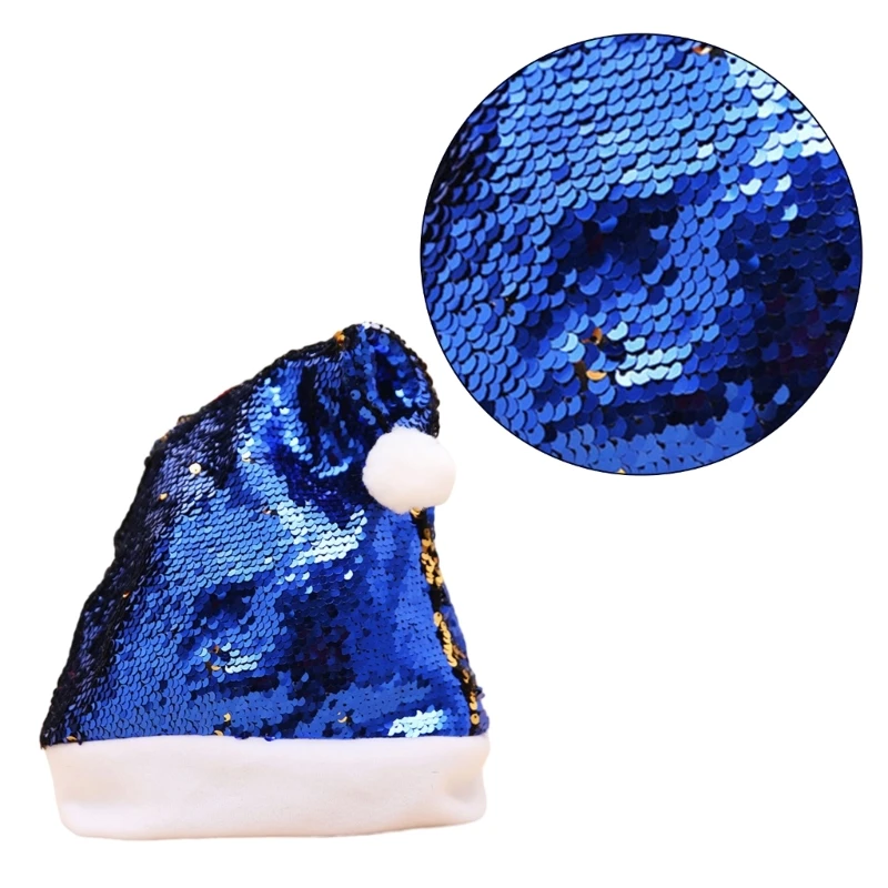 Christmas Santa Hat Sequins Christmas Hat Christmas Sequins Hat Christmas Party Costume for Adult Kids DXAA