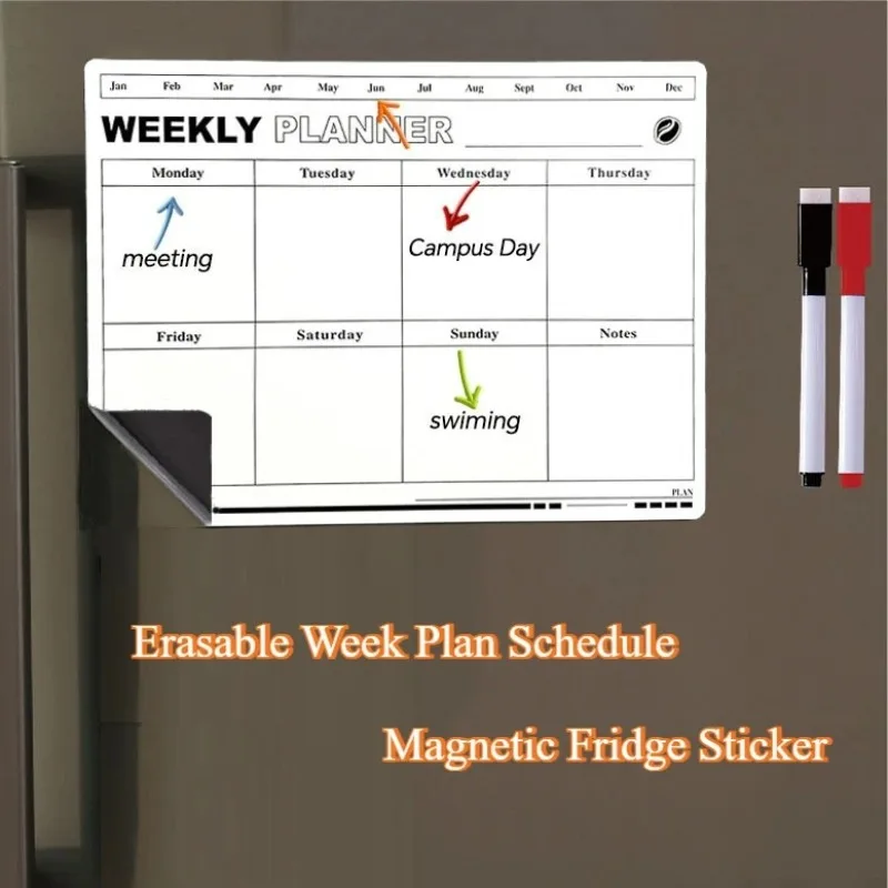 Erasable Week Plan Schedule Calendar Soft Magnetic Fridge Sticker Whiteboard Message Board Memo Refrigerator Magnet