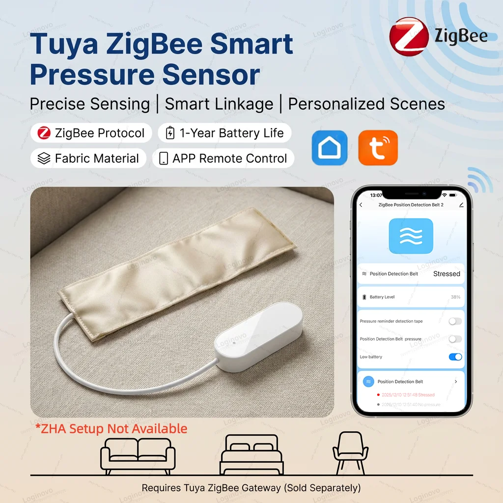 Zigbee Tuya Pressure Sensor Pad Gravity Force Load Detector For Smart Home Automation Medical Mattress Patient Bed Monitoring