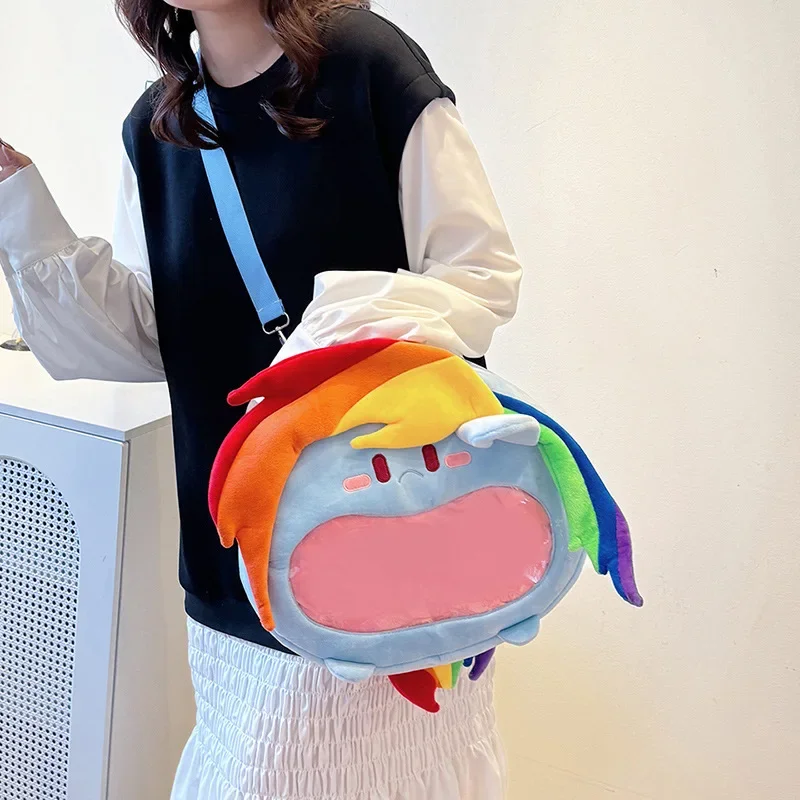 2024 New My Little Pony Two-dimensional Plush Backpack Girls Cute Itabag Casual Kawaii Rainbow Dash Large Capacity Backpack