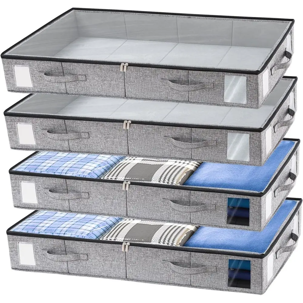 

Контейнеры для хранения под кроватью, штабелируемые органайзеры для шкафа, ящики для хранения одежды, одеял, свитеров, подушек, обуви