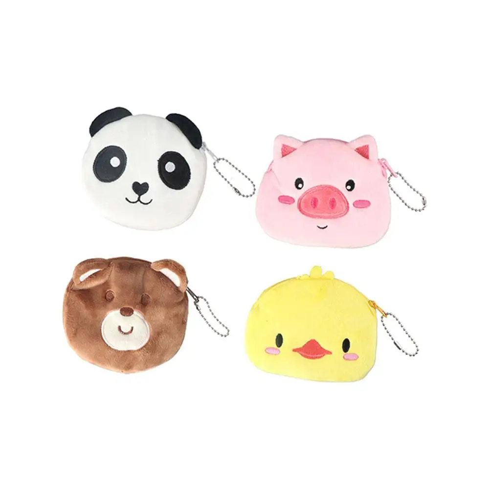 Portamonete portatile in peluche Panda cartone animato Orso di pollo Borsa portaoggetti per cartoni animati Borsa per auricolari Borsa per auricolari in peluche con cerniera Bambini