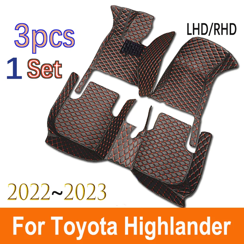 Car Floor Mats For Toyota Highlander (Hybrid/Petrol)7 Seats 2022 2023 Auto Foot Pads Auto Carpet Cover Interior Accessories