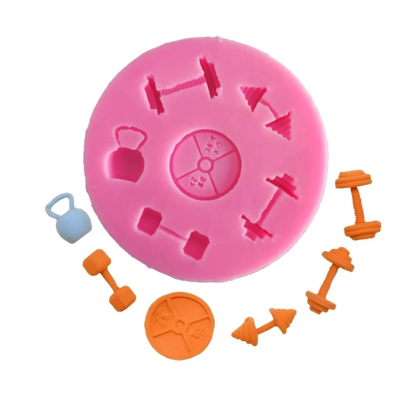 Esportes fitness exercício exercício exercício haltere molde de silicone decoração cupcake decoração gumpaste fondant bolo ferramenta