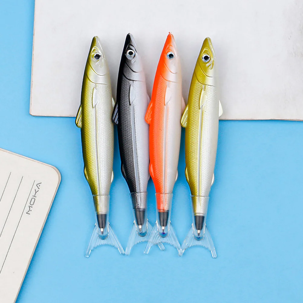 4 Pcs Salted Fish Ballpoint Pen Plastic Ball-point Fishing Party Decorations Cartoon Pens Gift Student