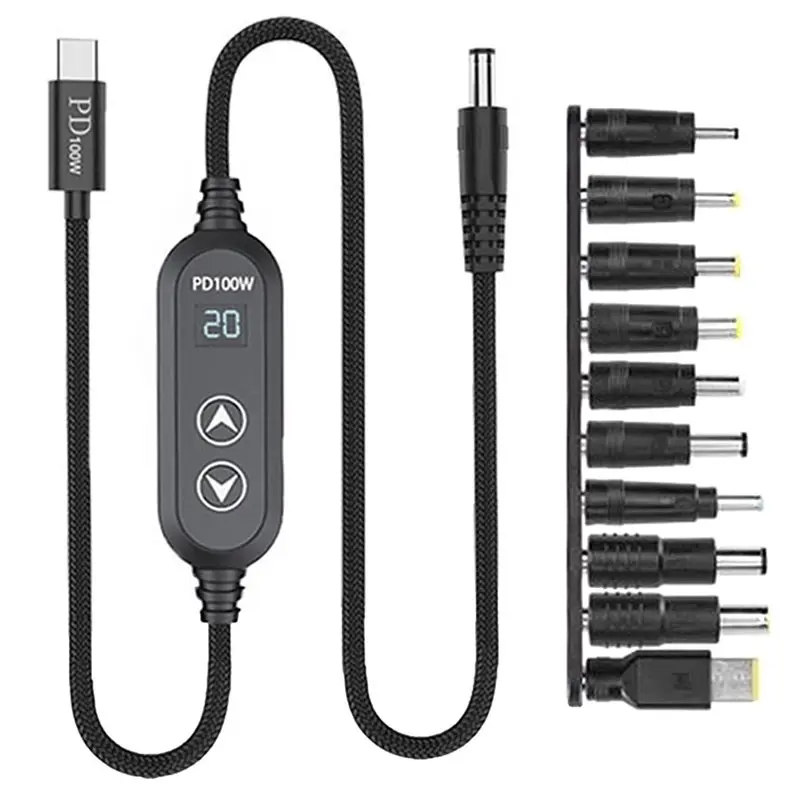 

USB C Power Cord 100W Highest Efficiency Variable Power Supply Type C And DC5.5 Direct Cable 120Cm Charging Cable
