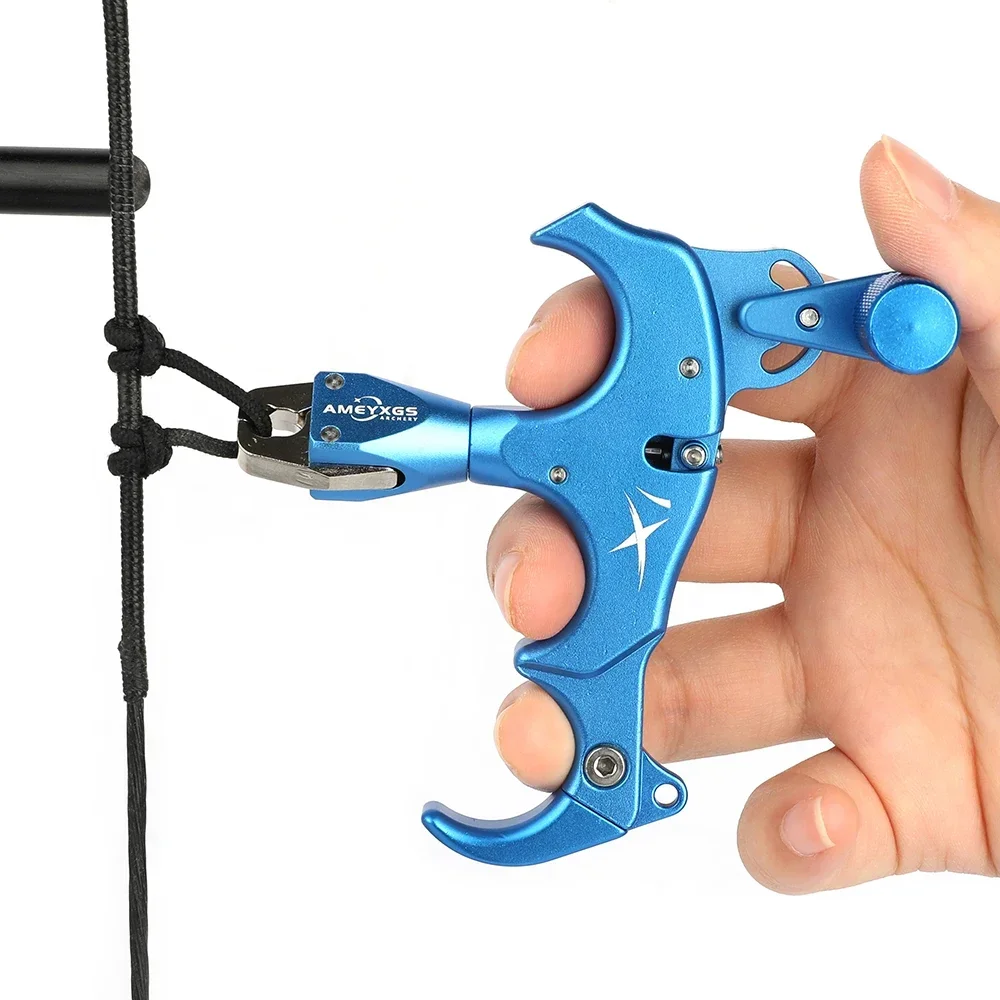 Archery Compound Bow Release Aids,360°Rotation 3/4Finger Can Change,Automatic Closing Aluminum Adjustable,Bow Shooting Target