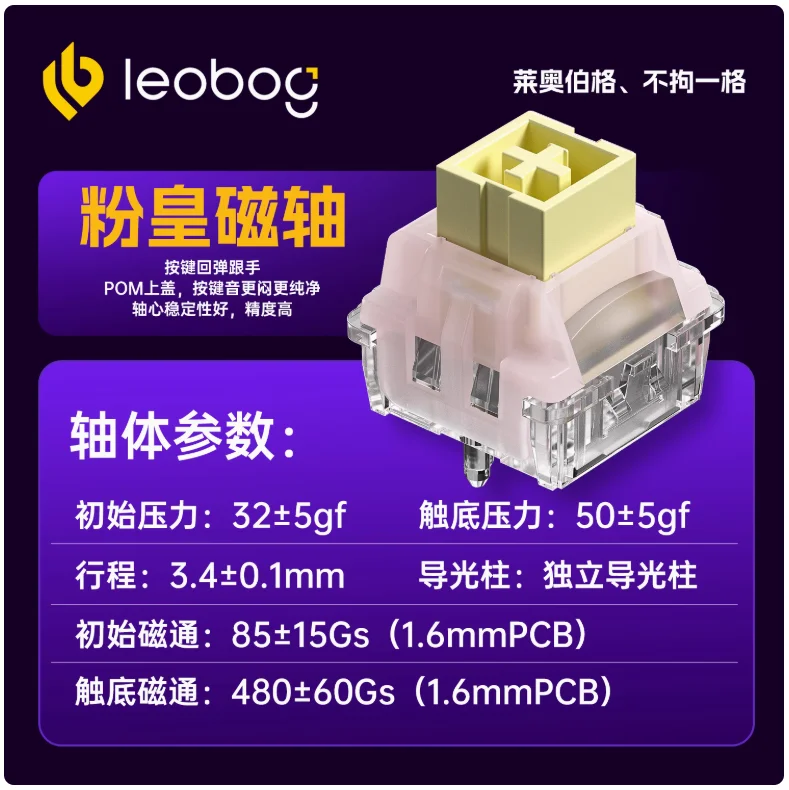 Leobog Pink Emperor Magnetic Switch 32g Linear Pre-Lubed Switches Free Setting Pre Travel For Magnetic Switch Gaming Keyboard