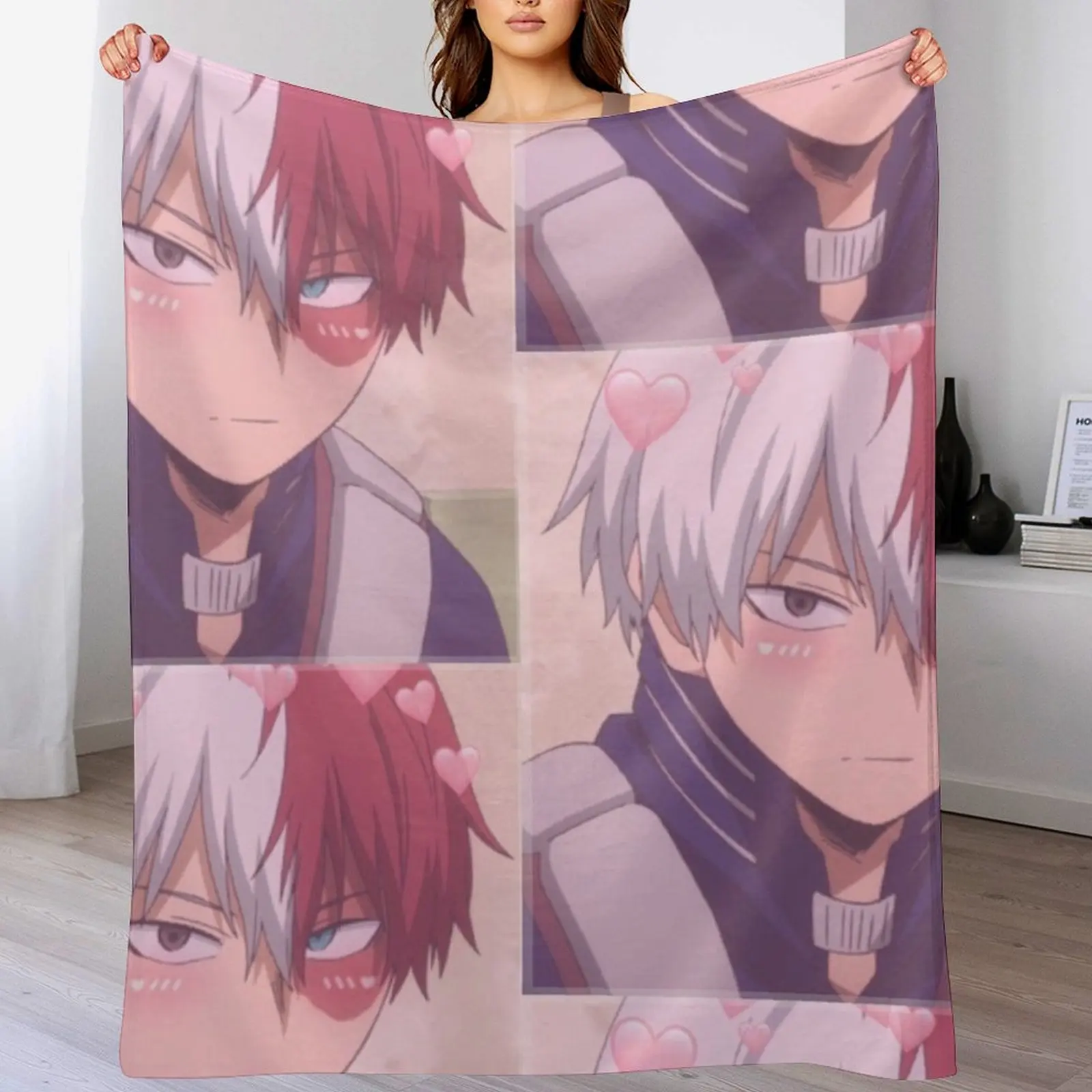 

BNHA:Todoroki Edit 2 Sticker Throw Blanket anime Hairys Luxury St Beautifuls Blankets