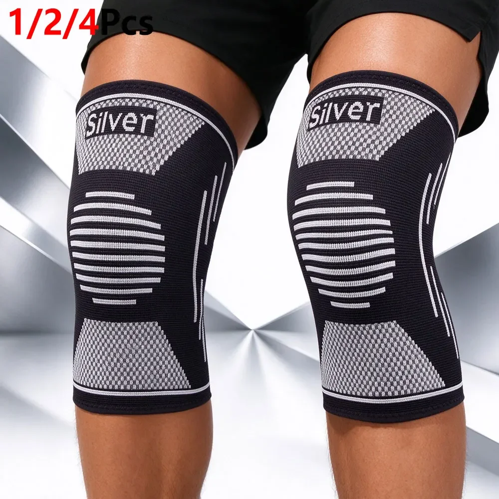 1/2/4Pcs Soft Knit Knee Brace for Men & Women, Anti Slip Silicone Liner Compression Sleeve, Knee Joint Stabilizer Arthritis Pain