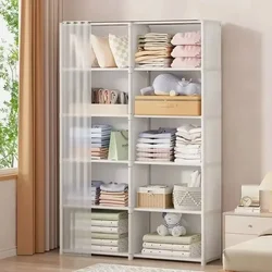 Dustproof Wardrobe Multi-Layer Storage Rack with Curtains Simple Bookshelf Large Capacity Wardrobes Bedroom Fcloset Organizer