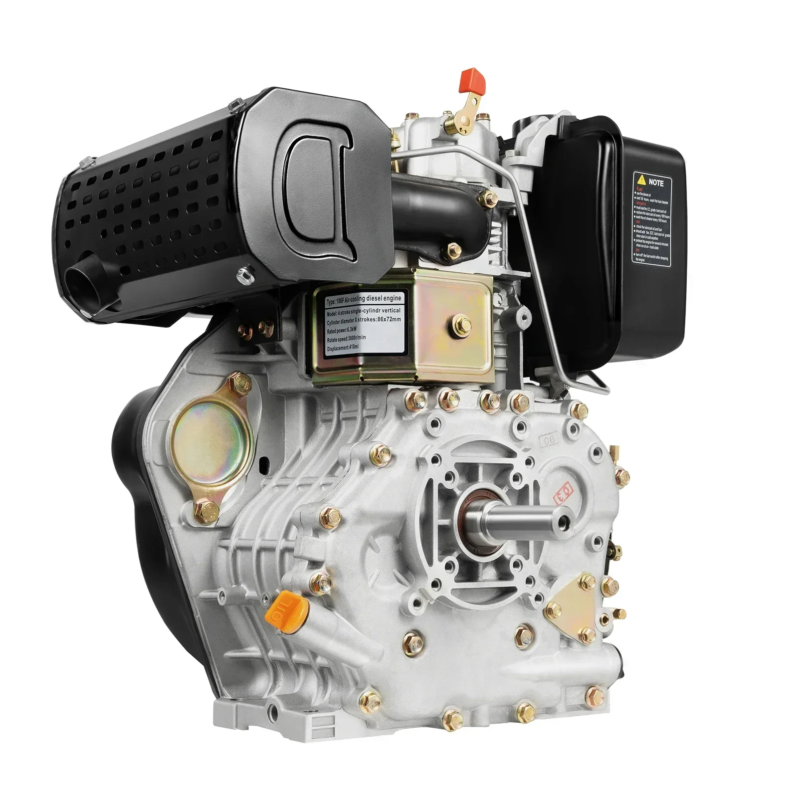 418CC 6300W Diesel Motor Engine Heavy Duty Single Cylinder Air Cooling Recoil Engine- Cooled Recoil 3600RPM with Oil Dipstick