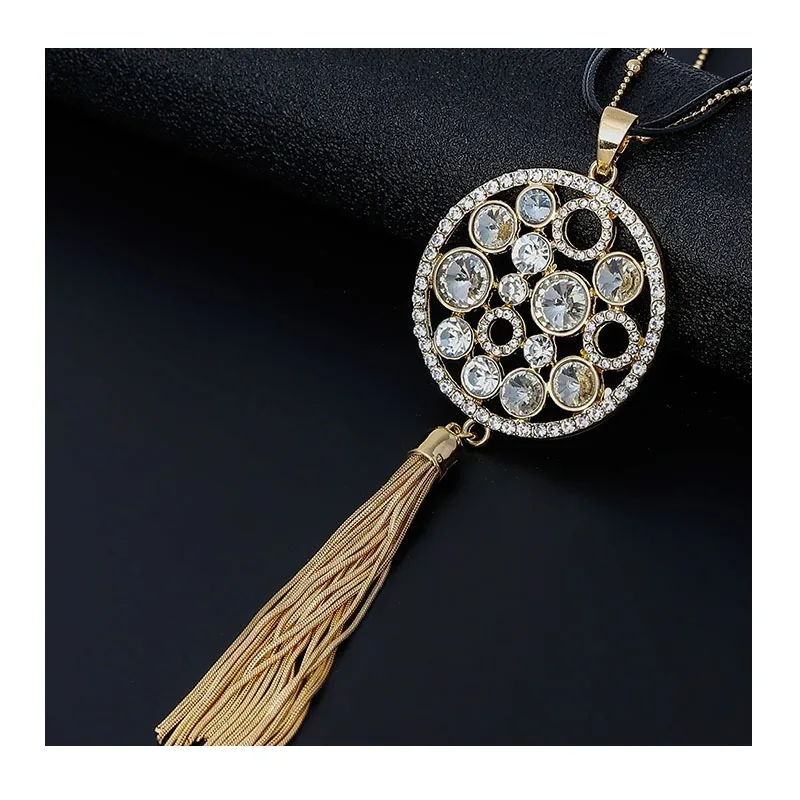 

Popular Women's Metal Tassel Long Fashion Jewelry Retro Simple Necklace Pendant Sweater Chain