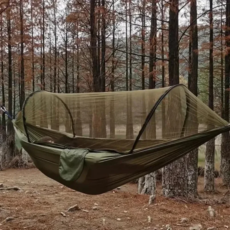 

Camping Hammock With Mosquito Net Ultralight Portable Outdoor Sleeping Hammock Backpacking Travel Garden Hanging Bed