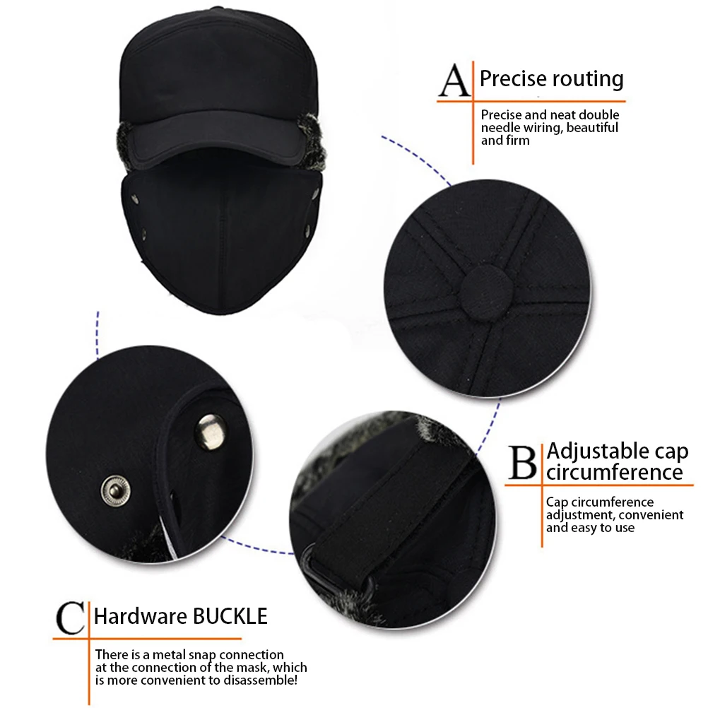 3 in 1 帽子 フルフェイスイヤーフラップ付き 冬用暖かい帽子 アウトドアスポーツ スキー用 冬用暖かい帽子 帽子