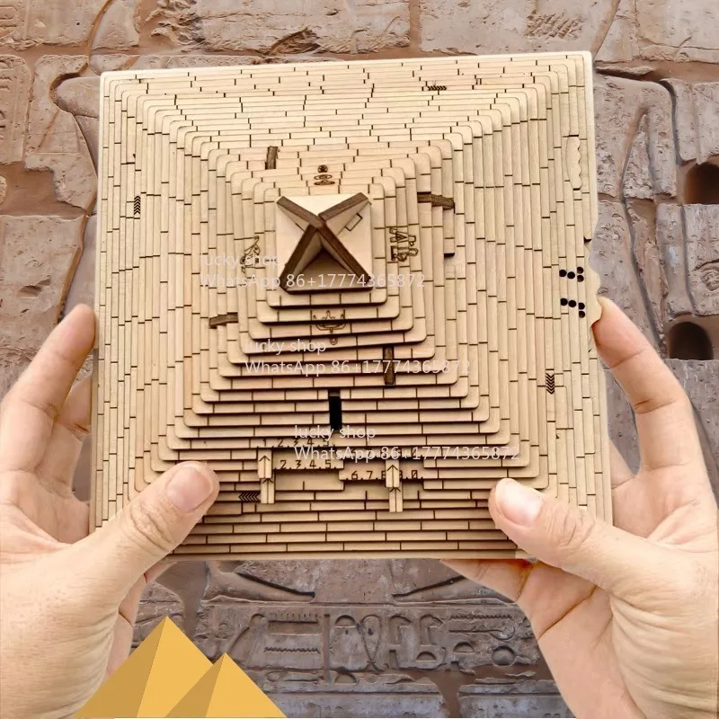 

Pyramid Wooden Mechanical Assembly Box, Ten Level Difficulty Secret Box, Brain Teaser Decryption Box, Creative Holiday Gift