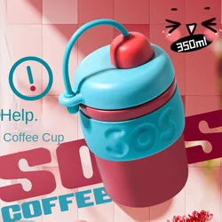 Creative Ceramic Inner Pot Thermos Cup Female Accompanying Coffee Cup Portable Straw Cup Cute Cold Summer Student Cup