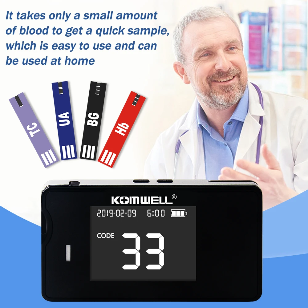 Medical Multi-Function Meter 4 in1 Cholesterol Uric Acid&Hemoglobin Blood Glucose Test strips kit for Diabetes Gout with Lancets