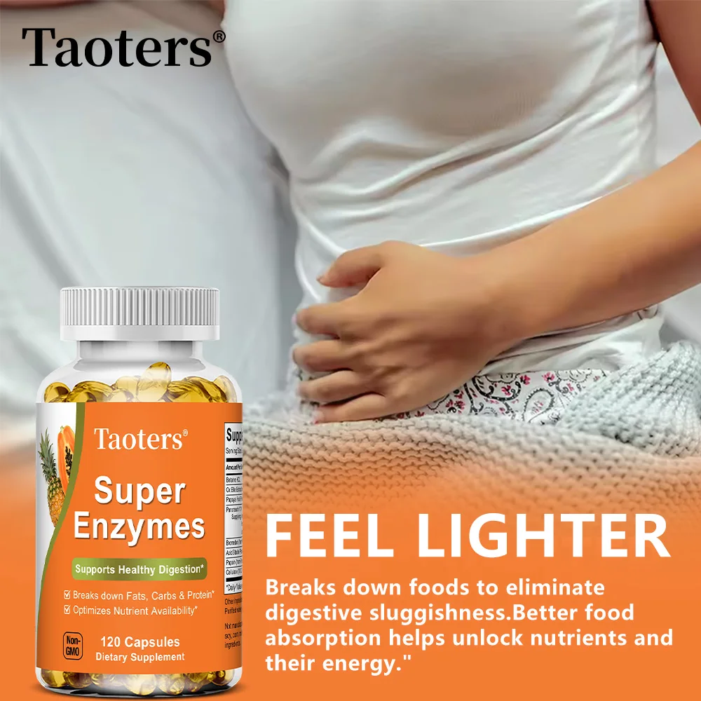 Super Enzymes Supplement, Formulated with Bromelain, Ox Bile, Pancreatin and Papain, 120 Capsules
