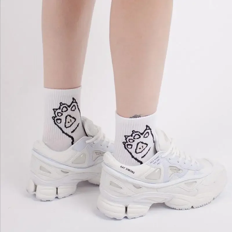 تنفس عارضة الصلبة أسود أبيض طويل الجوارب المتناثرة الهيب هوب سكيت طاقم الجوارب امرأة الكرتون الجوارب