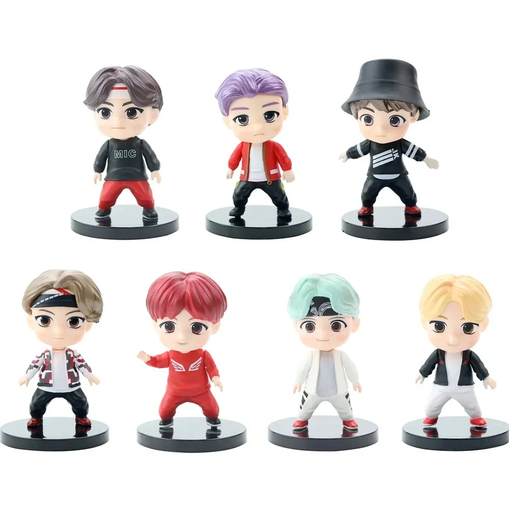 7pcs/set Bangtan Boys Groups Rm Jin Suga Jhope Jimin V Jungkook Doll Model Toy Action Figure Star Idol Army Gift