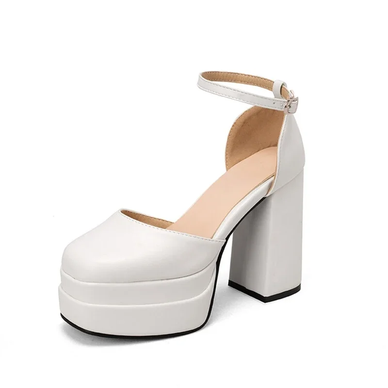 

Женские сандалии Дизайнерская мода с круглым носком на высоком каблуке с ремешком на щиколотке и пряжкой Платье Вечеринка Свадебная обувь на платформе Большой размер 49 50 33-84