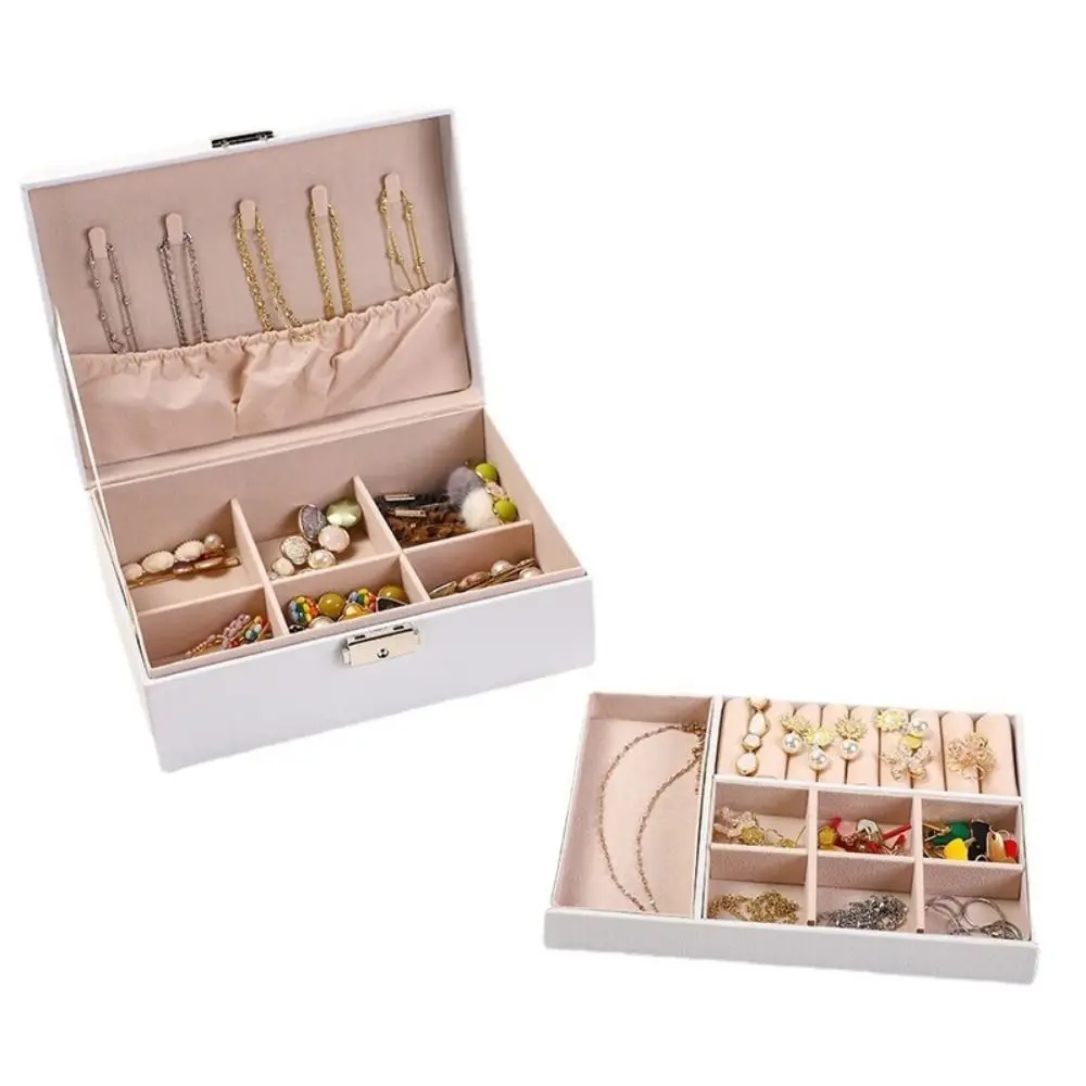 Jewelry Display Double Layer Jewelry Box Ornaments Case Storage PU Leather Displays Box Packaging Earring Holder