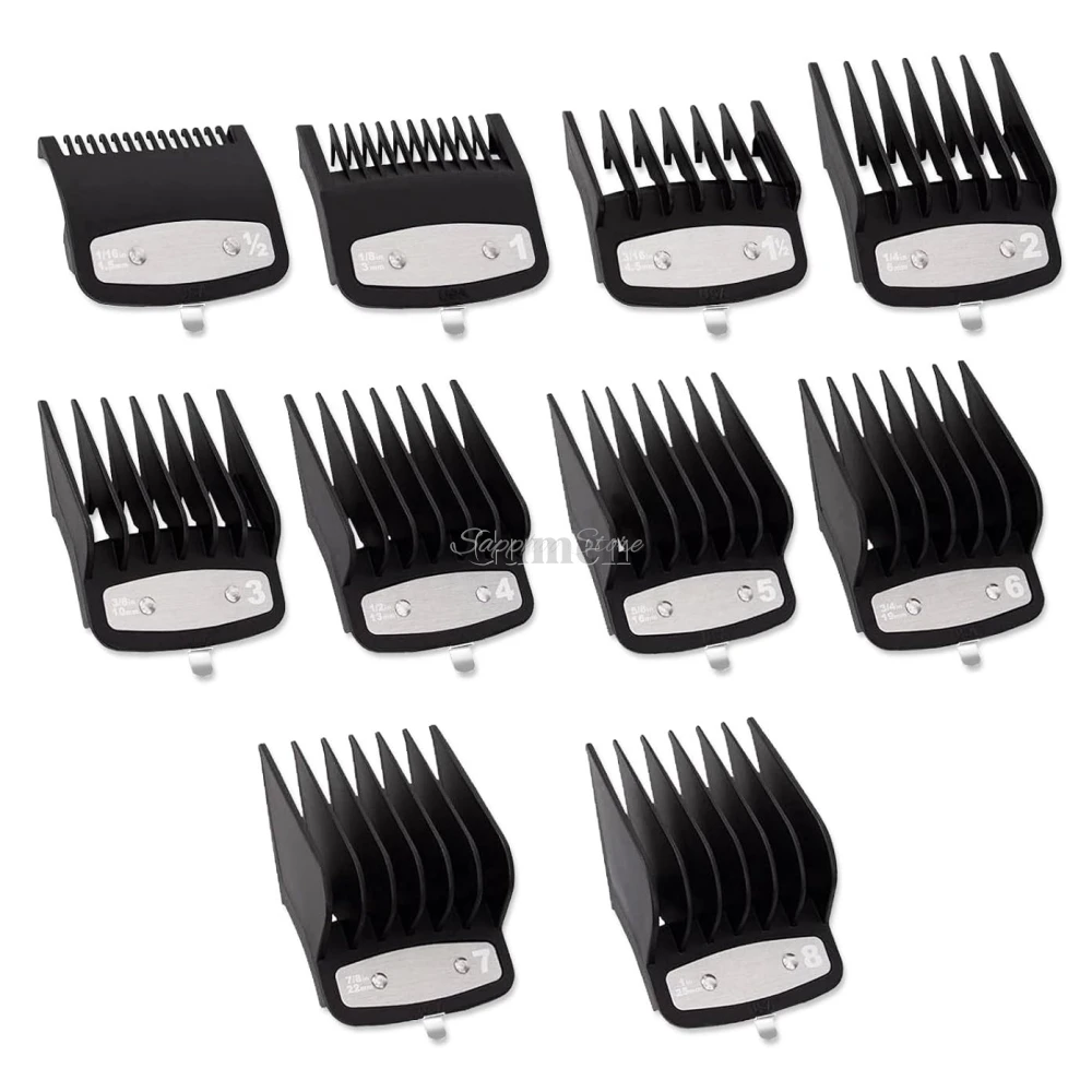 

10pcs/set Pro Cutting Guide Comb Set Hair Clipper Limit Comb With Metal Clip For WAHL Universal 1.5/3/4.5/6/10/13/16/19/22/25mm