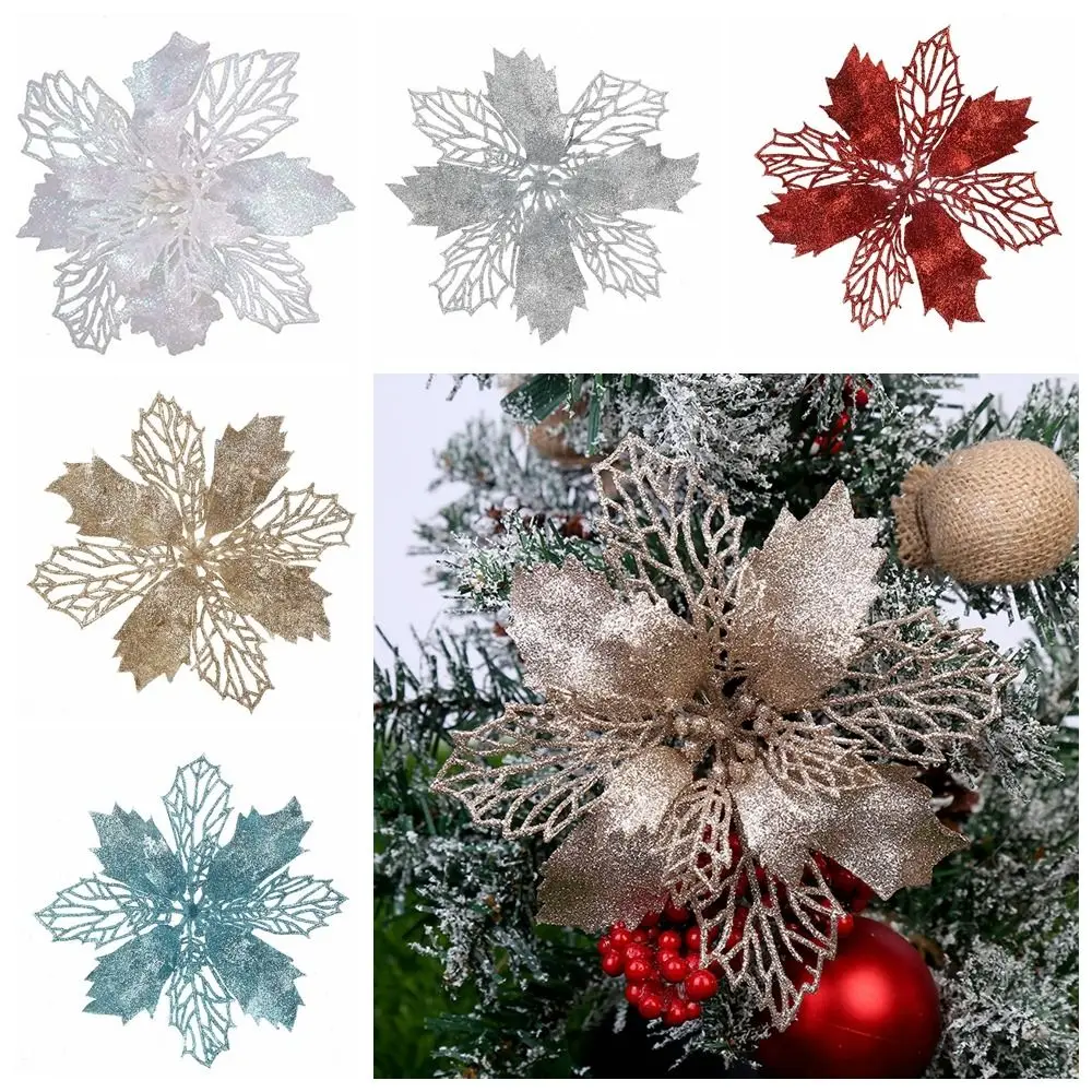 

Multi-color ChristmasTree Ornament Romantic Plastic Xmas Tree Pendant Hollow Artificial Hollow Flowers Christmas Tree Bottom