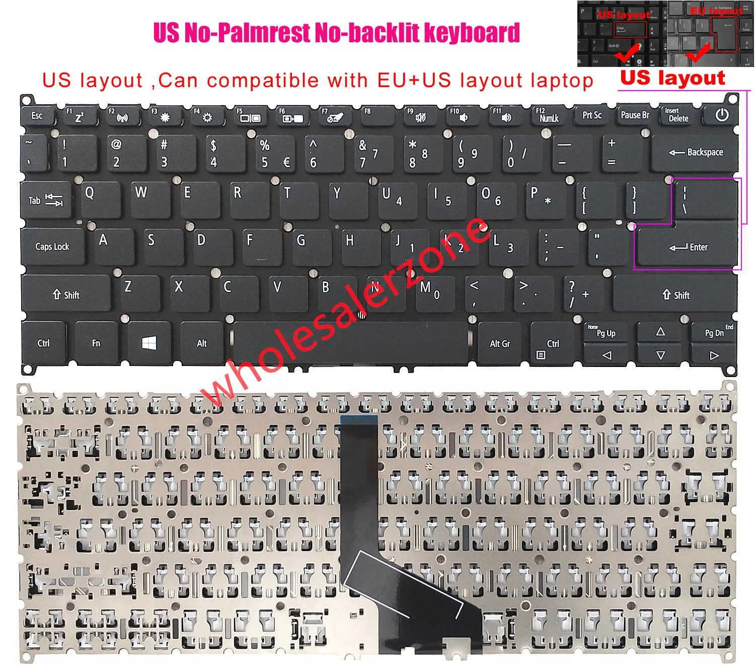 لوحة مفاتيح جديدة بإضاءة خلفية أمريكية بدون إضاءة خلفية لأجهزة الكمبيوتر المحمول سلسلة Acer Swift 3 SF313-51, SF314-42, SF314-57, SF314-58, SF314-59