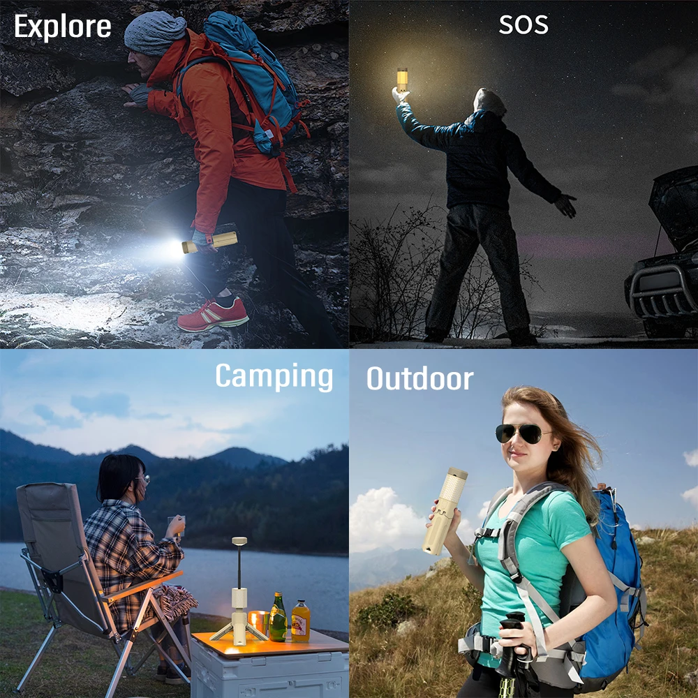 High-power LED portable light Outdoor searchlight Multifunctional camping light The head can be retractable