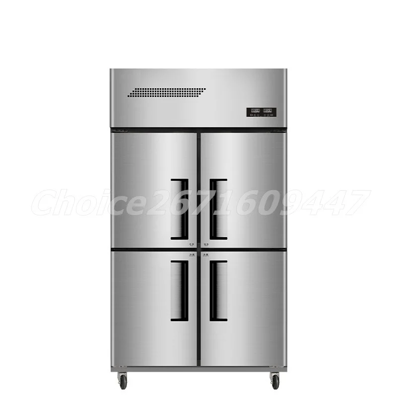 Commercial 4 Door Dual Temperature Vertical Cold Freezer Refrigerator Kitchen Cabinet Showcases Stainless Steel Freezer