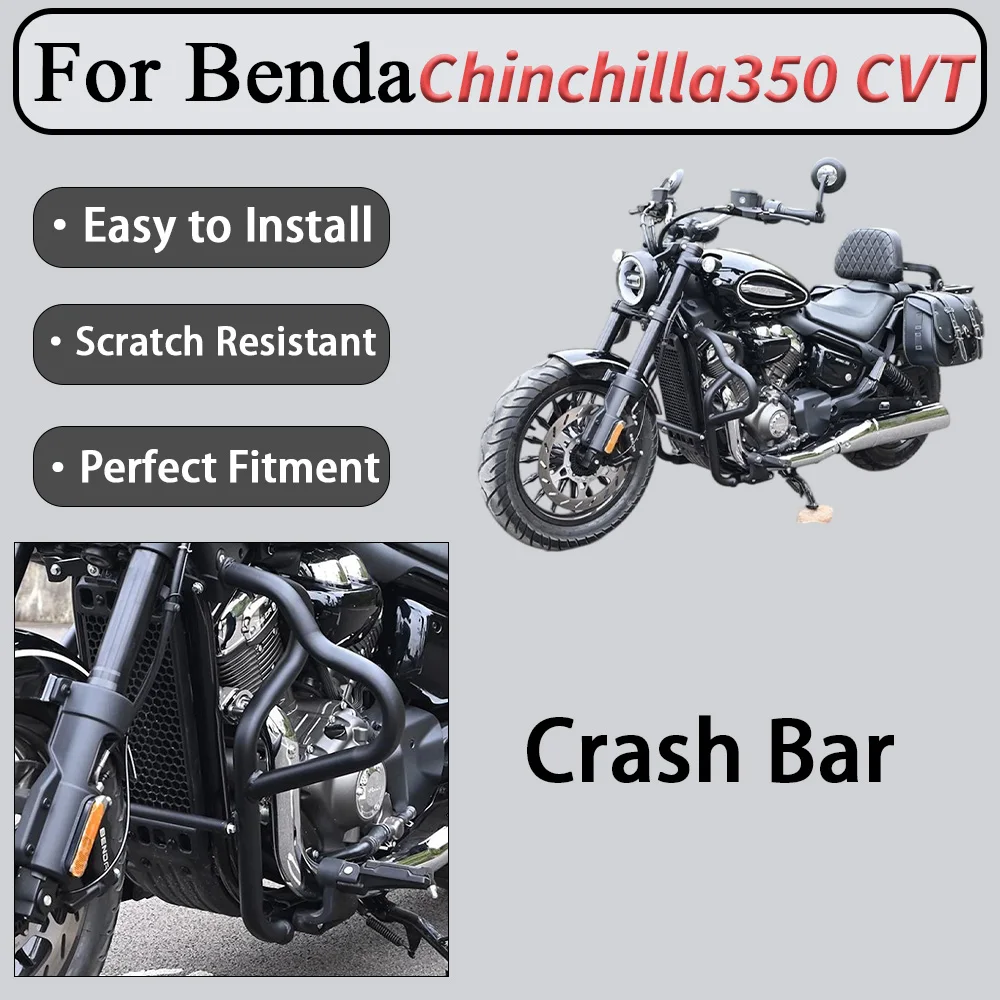 For Benda Chinchilla350 CVT Anti-Collision Crash Bar with Backrest Luggage Rack & Side Bag Matte Powder-Coated Finish Motorcycle