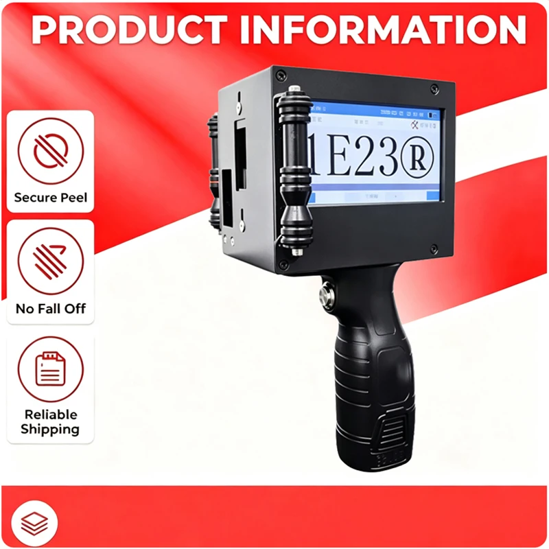 50mm Handheld Inkjet Printer Gun 50mm with 2 Fast-Drying Ink for Text QR Barcode Batch Number Logo Date Label Printer