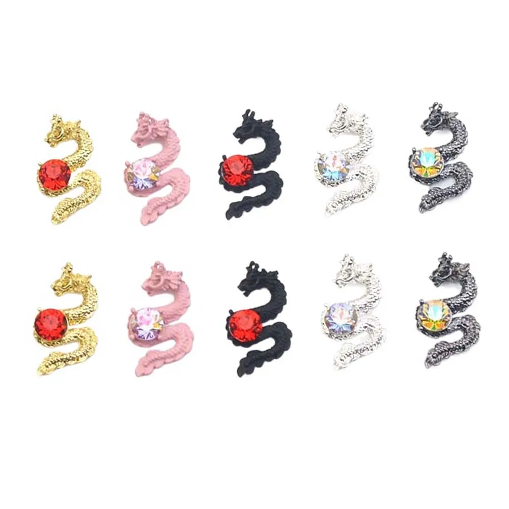 3Pcs/set Metal Nail Art Drills Dragon Nail Decorations Manicure Ornaments Alloy Nail Charms Dragon Nail Accessories