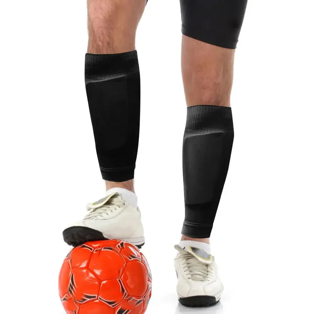 1 Pair Soccer Shin Guards Adults Kids Sports Leg Cover Calf Sleeves Football Pads Protection Gear Kicking Ball High Elasticity