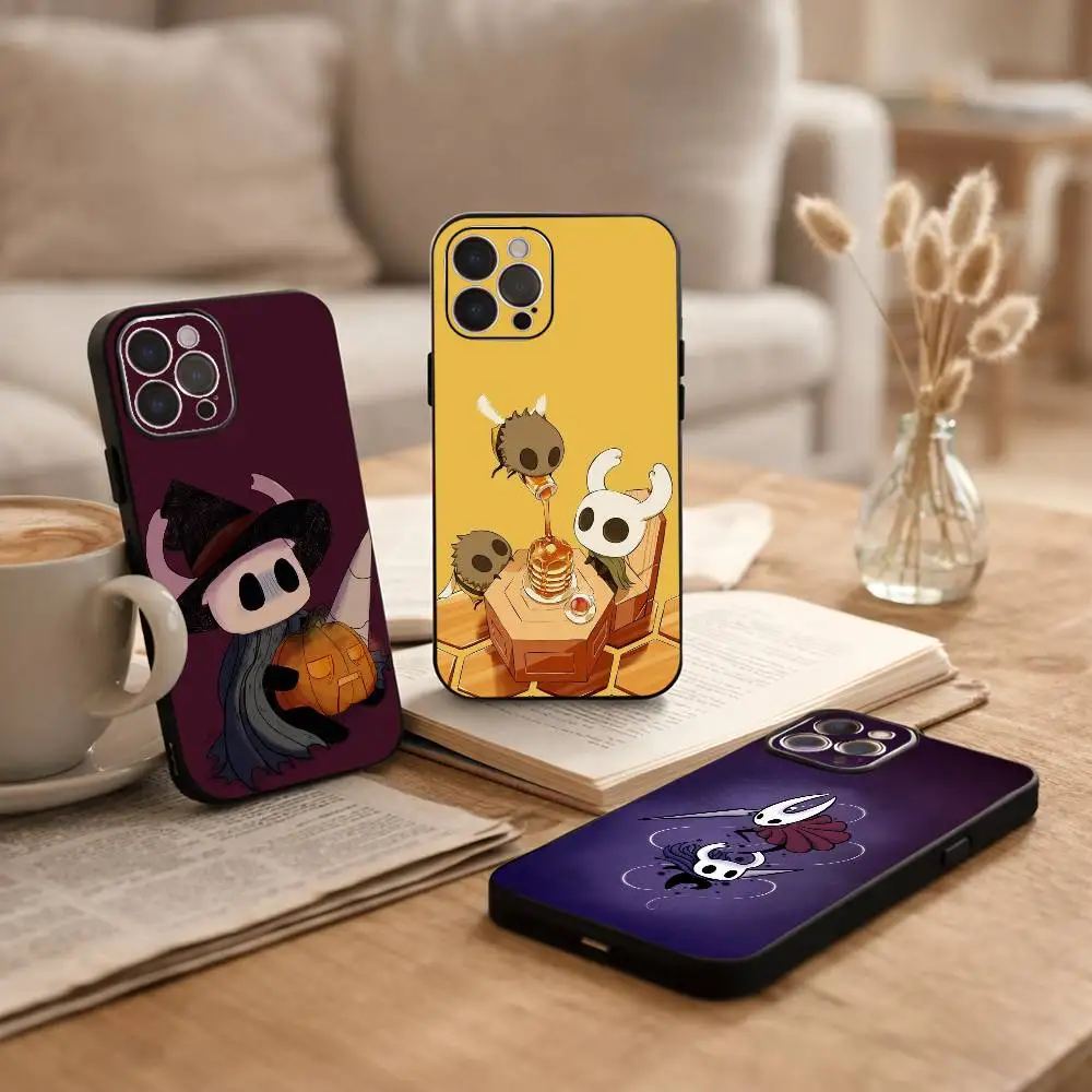

Game H-Hollow K-Knight Phone Case For iPhone17,16,15,14,13,12Plus,Pro Max,XS,5G Soft Silicone Black Cover
