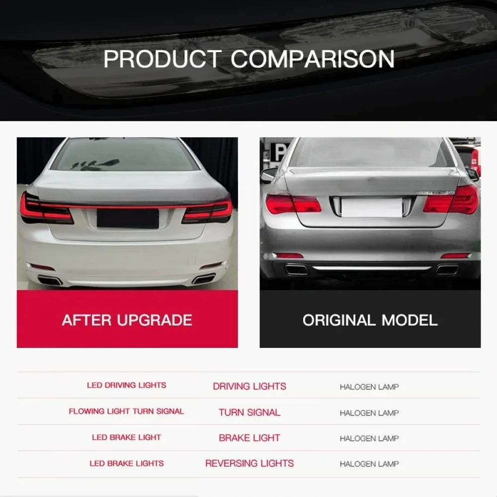 F02 المصابيح الخلفية الديناميكية ل 7 سلسلة مصباح ليد خلفي 2009-2015 730i 740i 760i الفرامل بدوره إشارة الضوء الخلفي ترقية مخصص #2