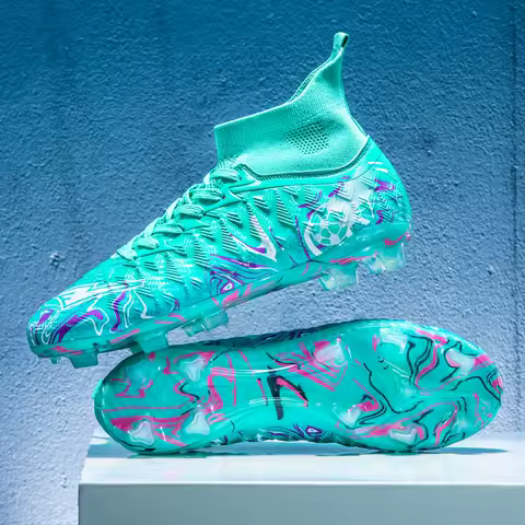 Men Women Football Shoes Outdoor AG/FG Soccer Cleats Grass Breathable Football Boots Ultralight Non-Slip Futsal Training Shoes