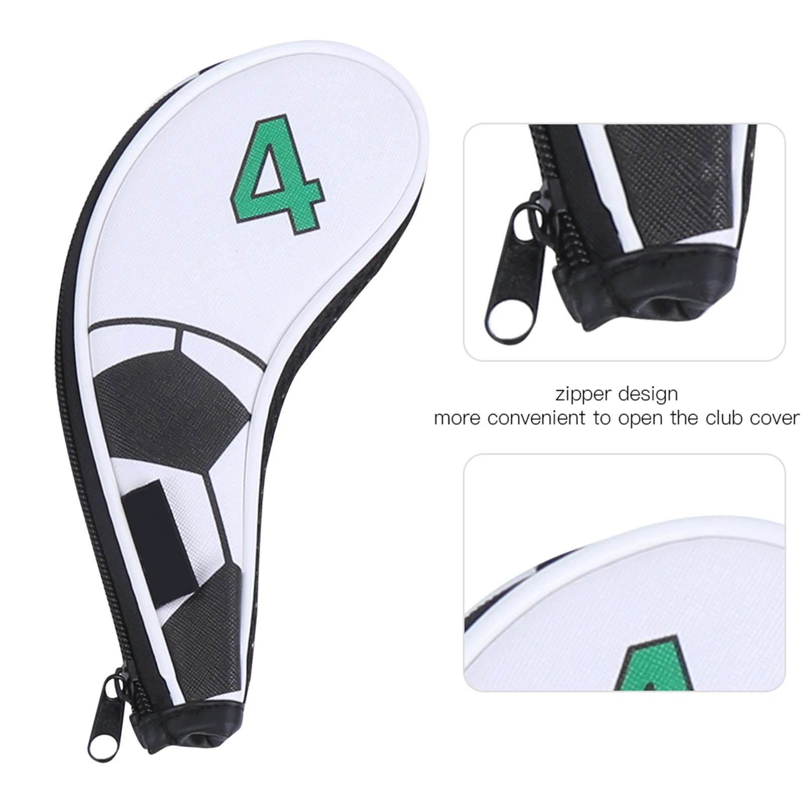 

Golf Club Headcover, 9Pcs Golf Iron Head Covers Sleeve Digital Zipper Sport Pattern Protective PU Waterproof