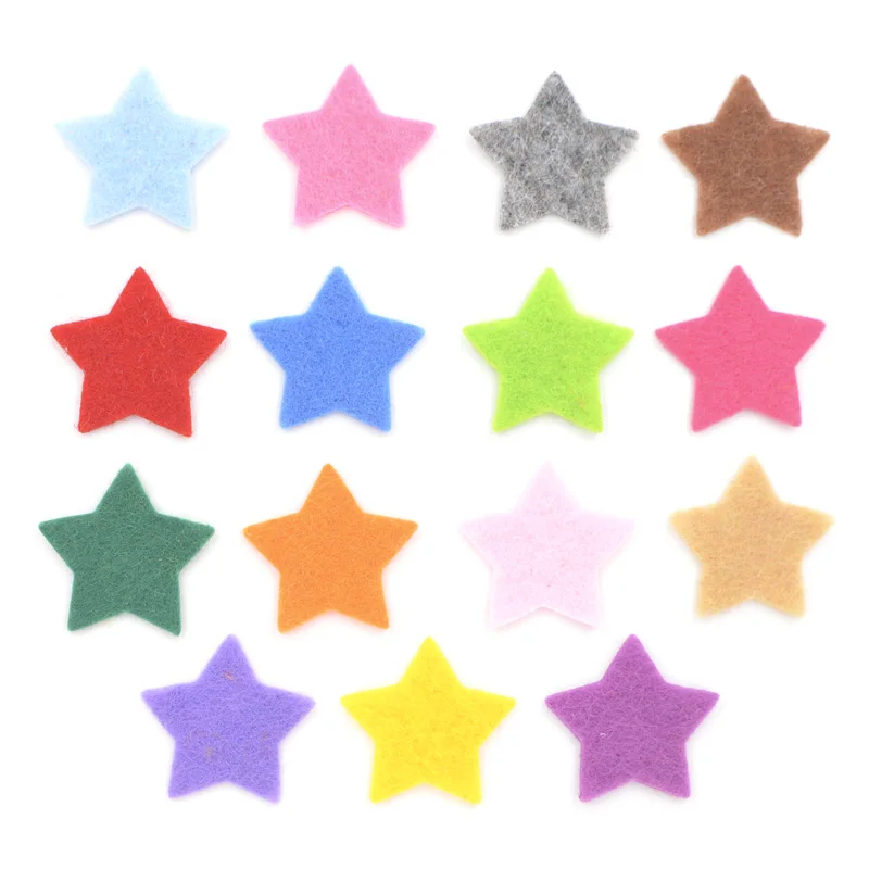 200Pcs/lot 20mm Mixed Star Nonwoven Fabric Patches Felt Scrapbooking Accessories Appliques for Craft Clothing Sewing Decor