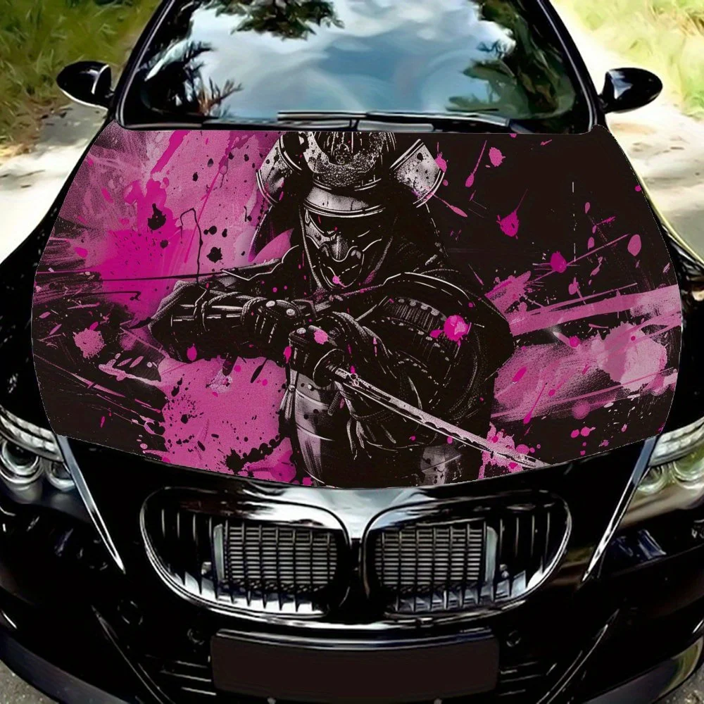 

Ink Crimson Shadow Warrior Style Car Vinyl Wrap, PVC Waterproof Car Hood Vinyl Wraps Sticker, Self-Adhesive Scratch-Resistant St