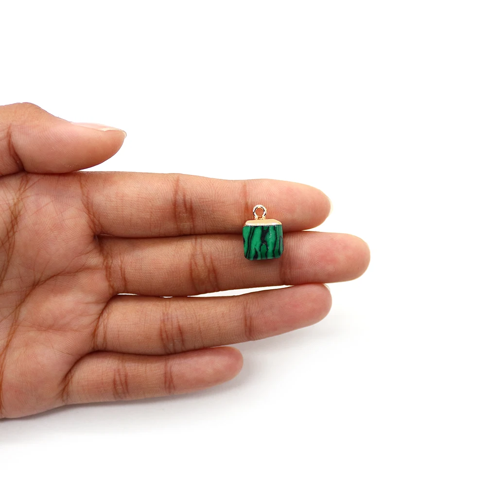 مكعب السحر 10*15 مللي متر الأخضر افينتورين روز كوارتز الحجر الطبيعي قلادة 2 قطعة مناسبة DIY بها بنفسك صنع قلادة القرط مجوهرات