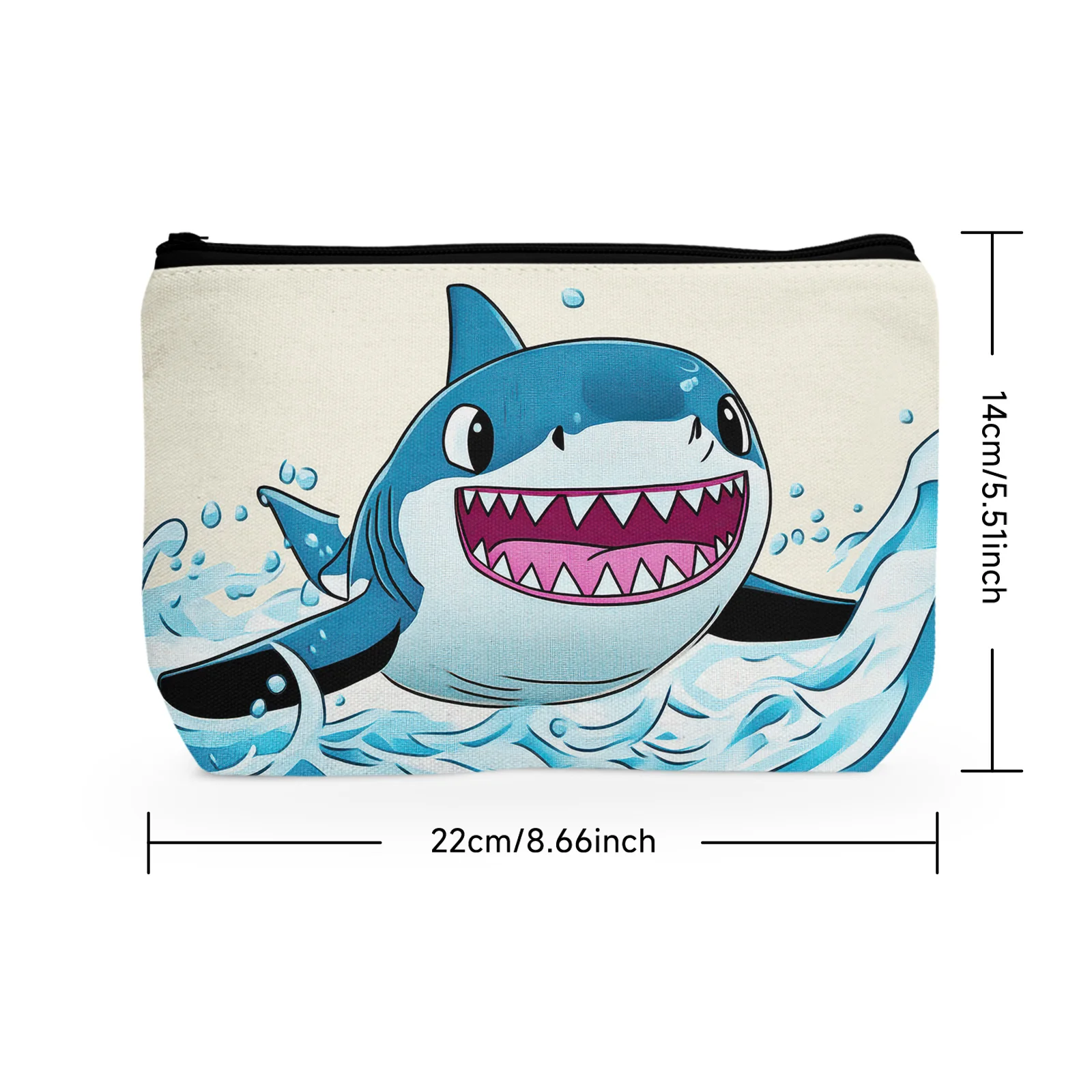 1Pc Makeup Bag Funny Shark Design Multipurpose For Women Animal Lovers Graduation Friendship Birthday Christmas Gifts