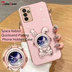 Custodia per staffa per telefono con placcatura in sabbie mobili Space Rabbit per Samsung Galaxy A15 A35 A55 A05 A05S 4G 5G Cover posteriore morbida