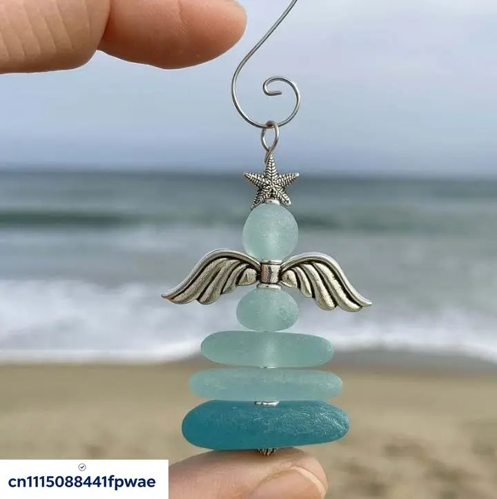 Handmade Sea Glass Christmas Ornament,Coastal Christmas Sea Glass Ornaments,Xmas Holiday Home Decor Gift，Christmas Stockings