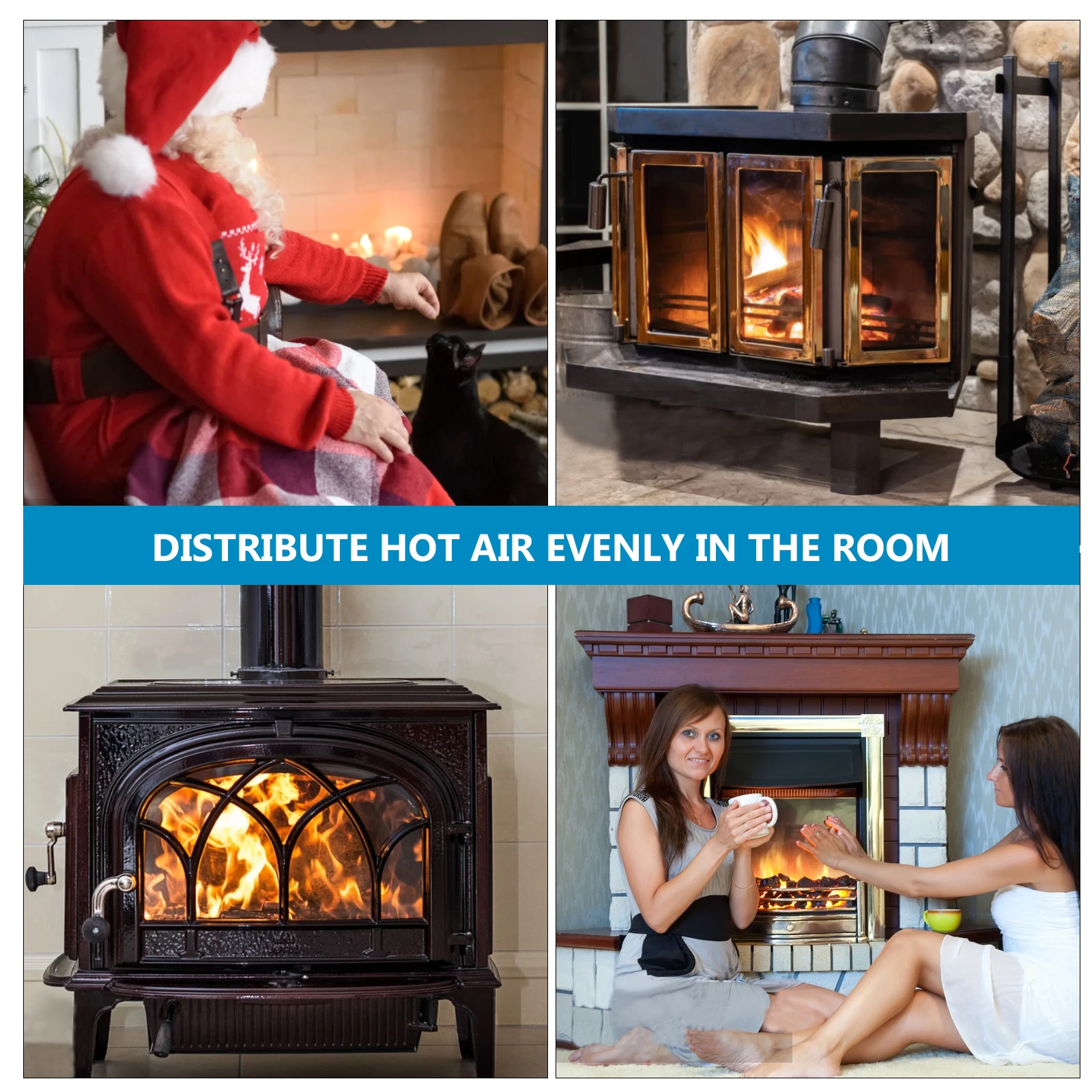 

Aluminum Alloy Fan Blades Burning Stove Metal Heat Powered Parts Replacement Fireplace Accessories